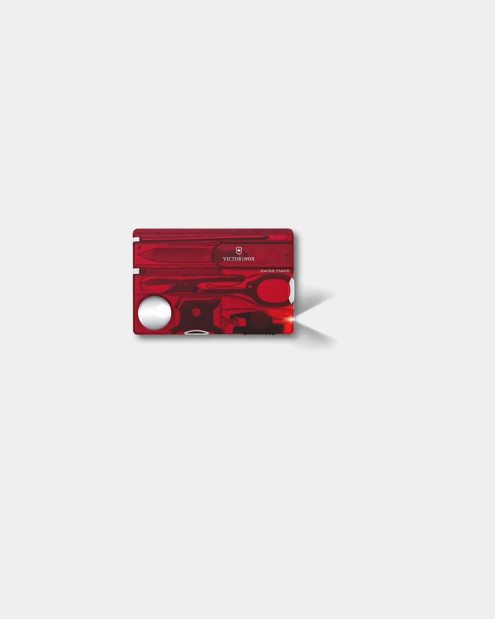 Couteau suisse ABS Victorinox Swiss Card Lite à personnaliser - Rouge Transparent