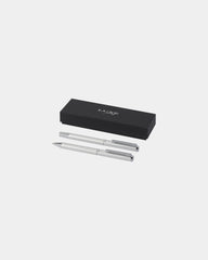 Ensemble-cadeau stylo bille et roller aluminium recyclé à personnaliser - Argent