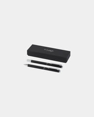 Ensemble-cadeau stylo bille et roller aluminium recyclé à personnaliser - Noir