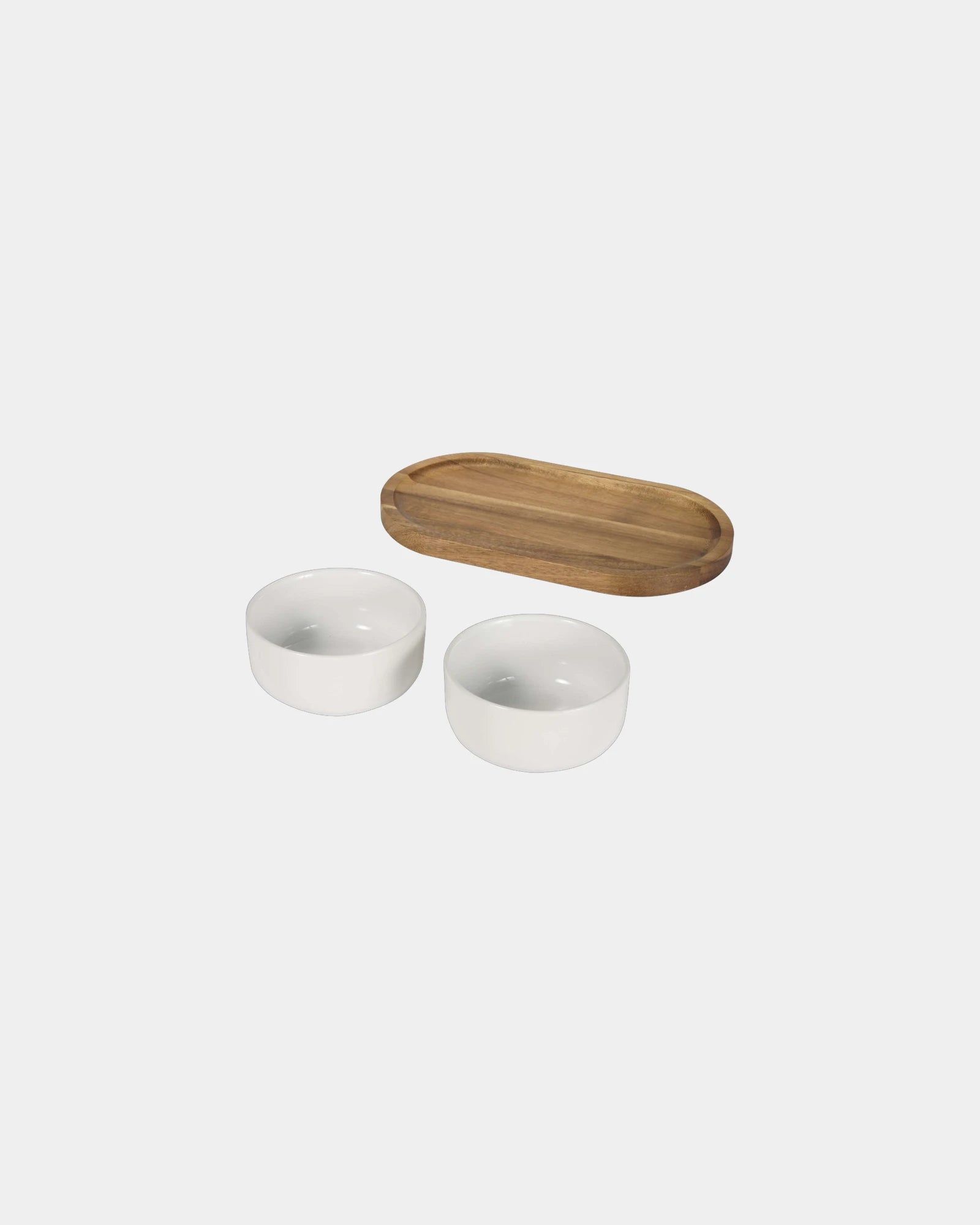 Ensemble plateau en acacia et bols céramique à personnaliser - 2