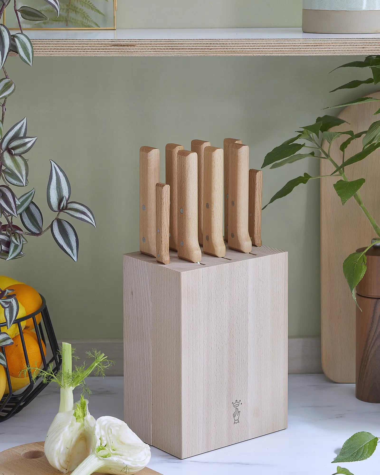 Bloc de rangement hêtre Opinel 9 couteaux à personnaliser - 4