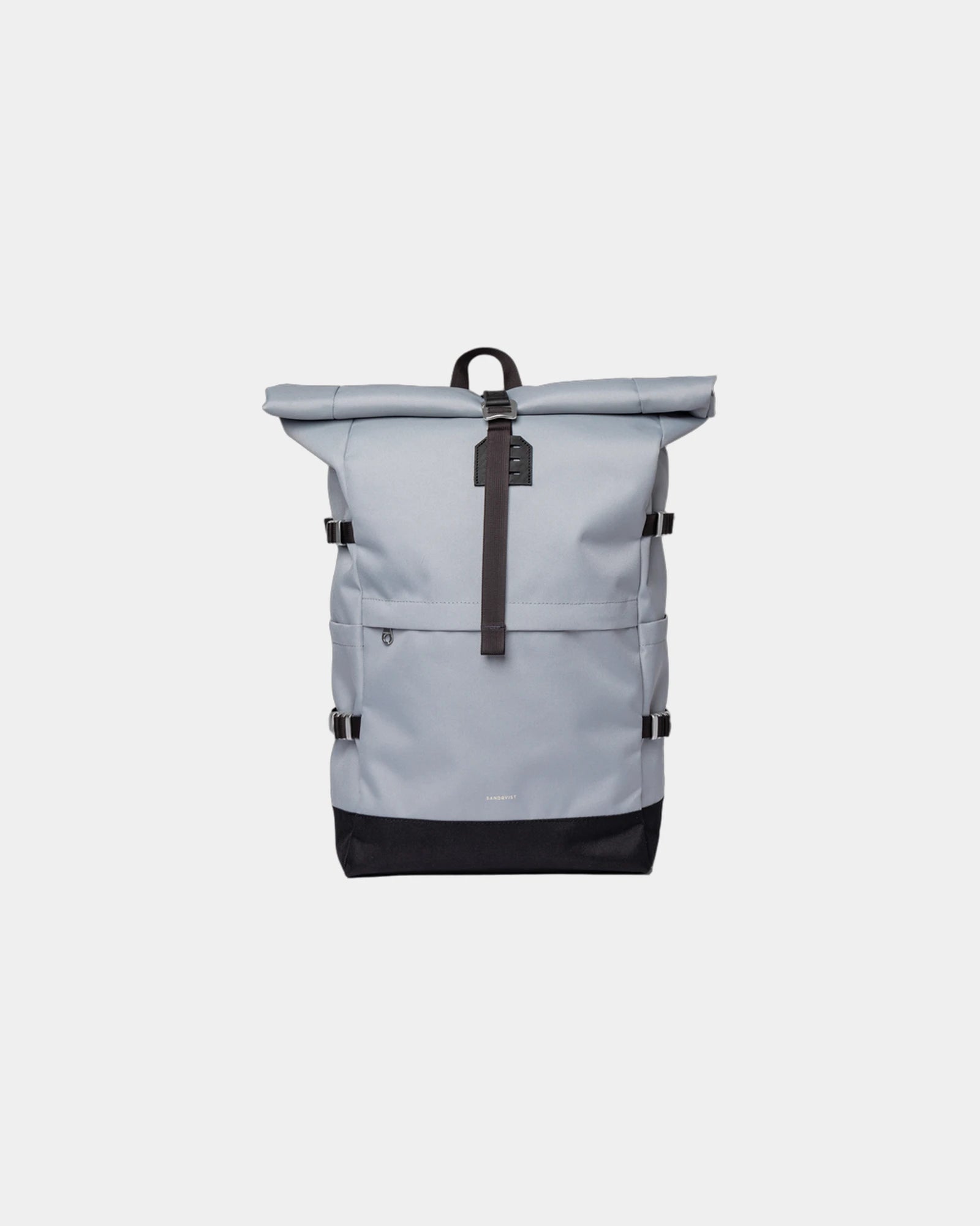 Mochila Sandqvist Icon Rolltop 26L para personalizar - Azul gelo com couro preto