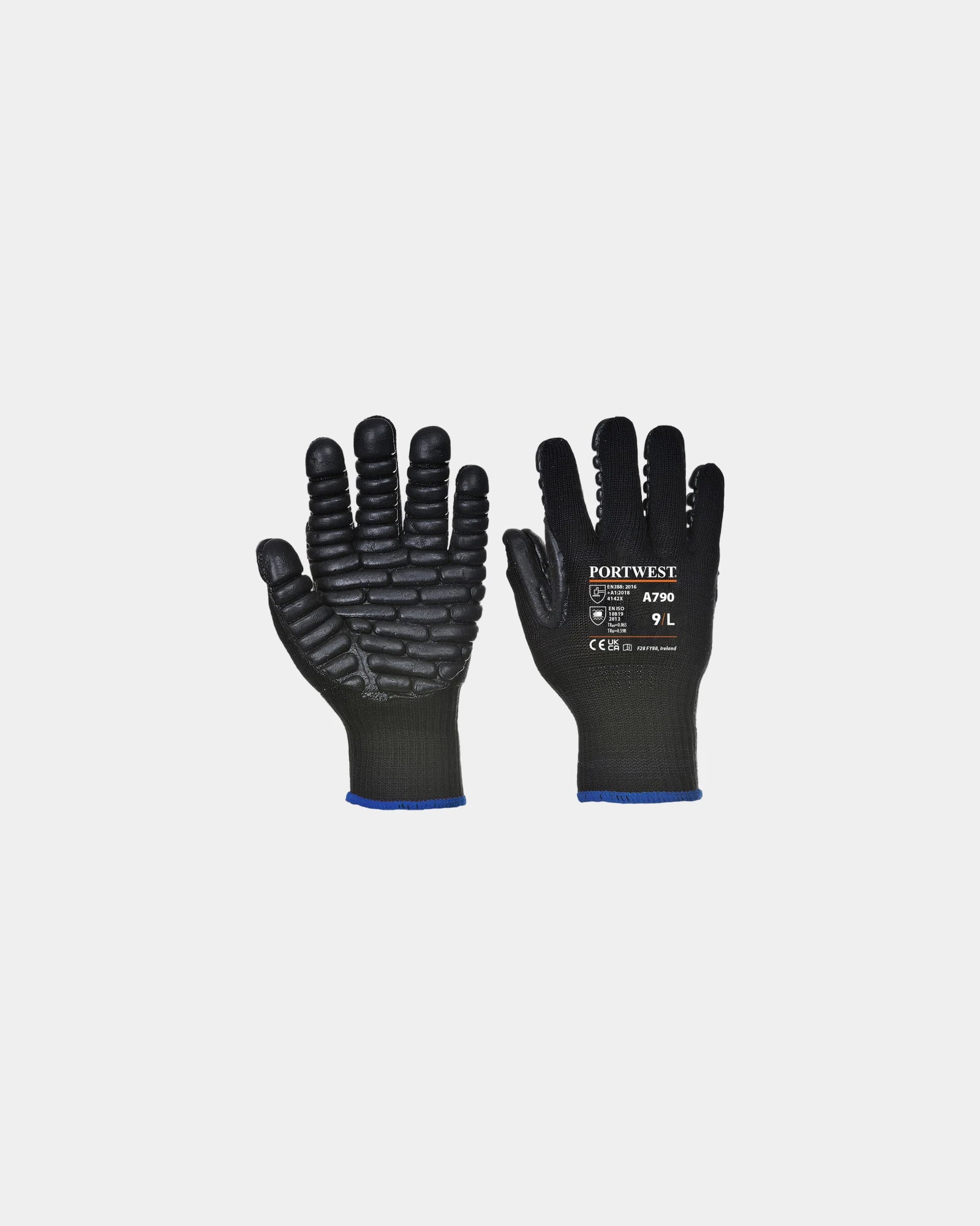 Gant anti vibration à personnaliser - Noir-Bleu Ciel