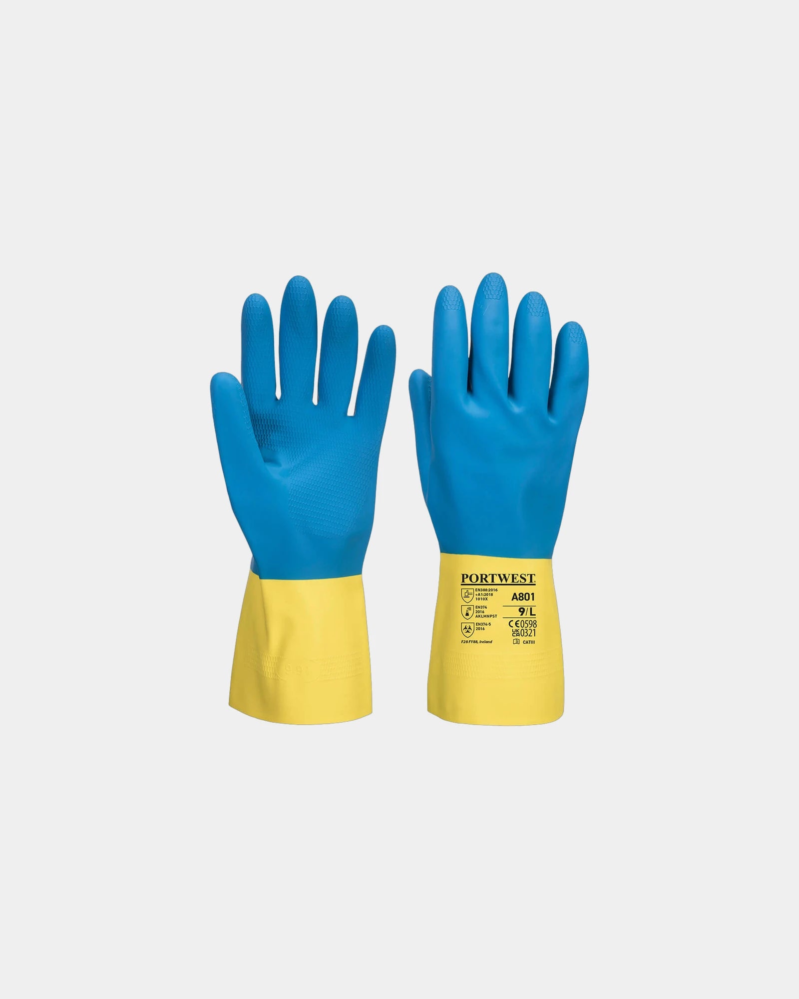 Gant latex double enduction antidérapant à personnaliser - Jaune-Noir