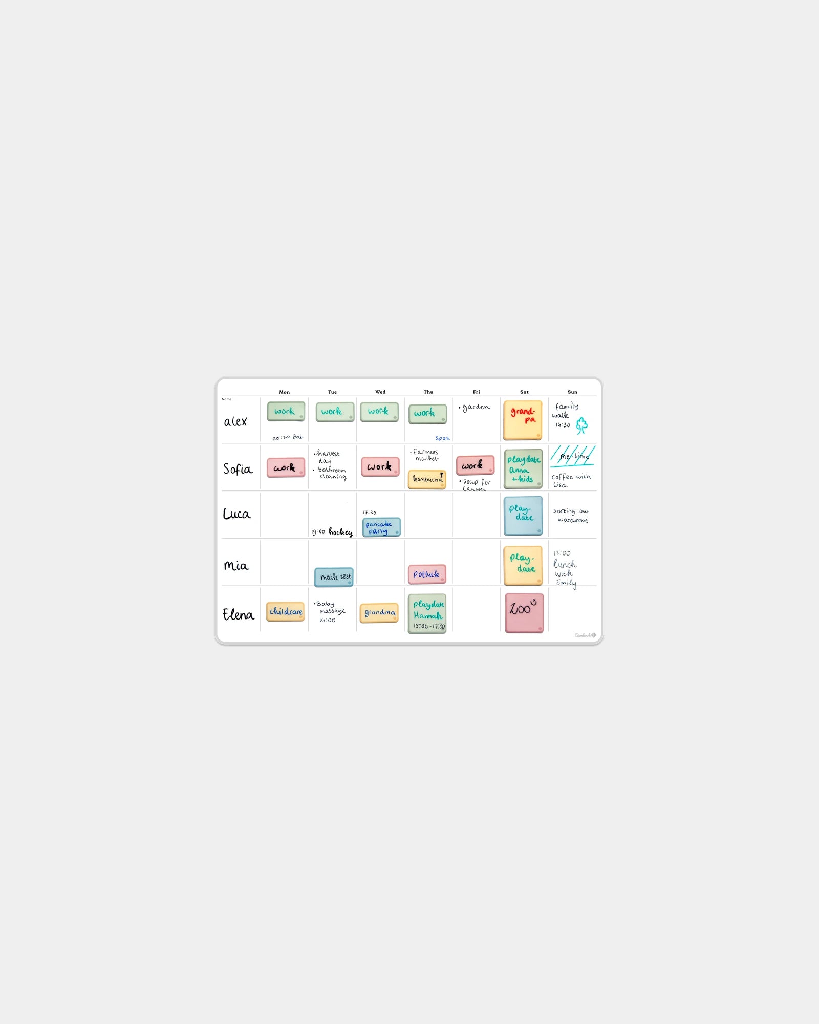 Calendrier hebdomadaire adhésif Bambook 35,4 x 24,4 cm à personnaliser - Blanc