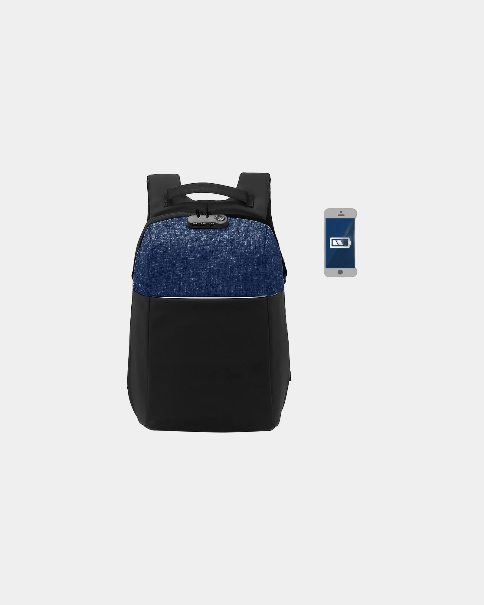 Sac à dos recyclé polyester Blaupunkt GRS à personnaliser - Noir-Bleu Marine