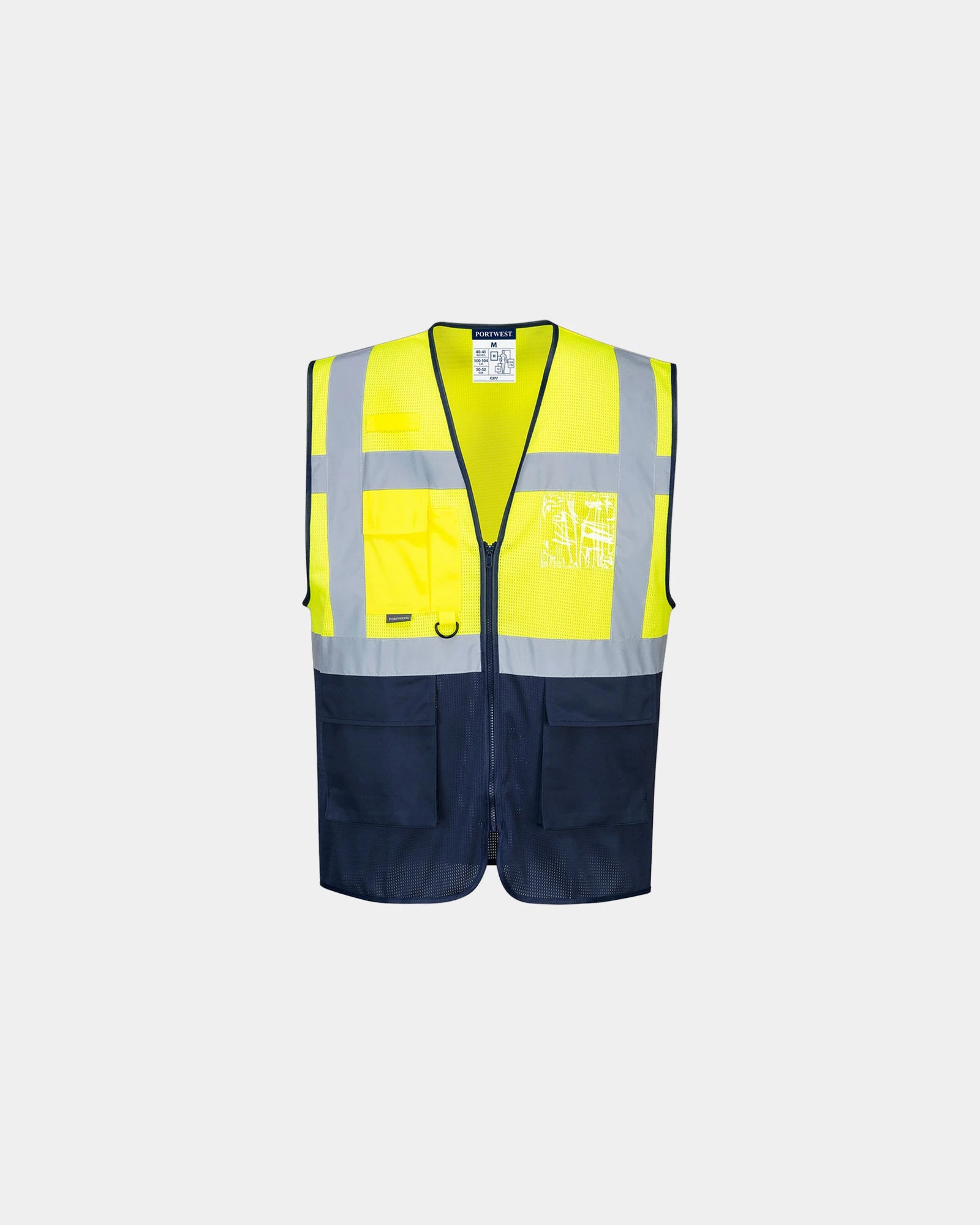 Gilet Executive Hi-Vis à personnaliser - Jaune-Bleu Marine