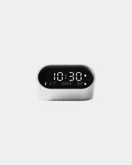 Lampe-réveil aluminium Lexon Ray Clock à personnaliser - Raw Alu