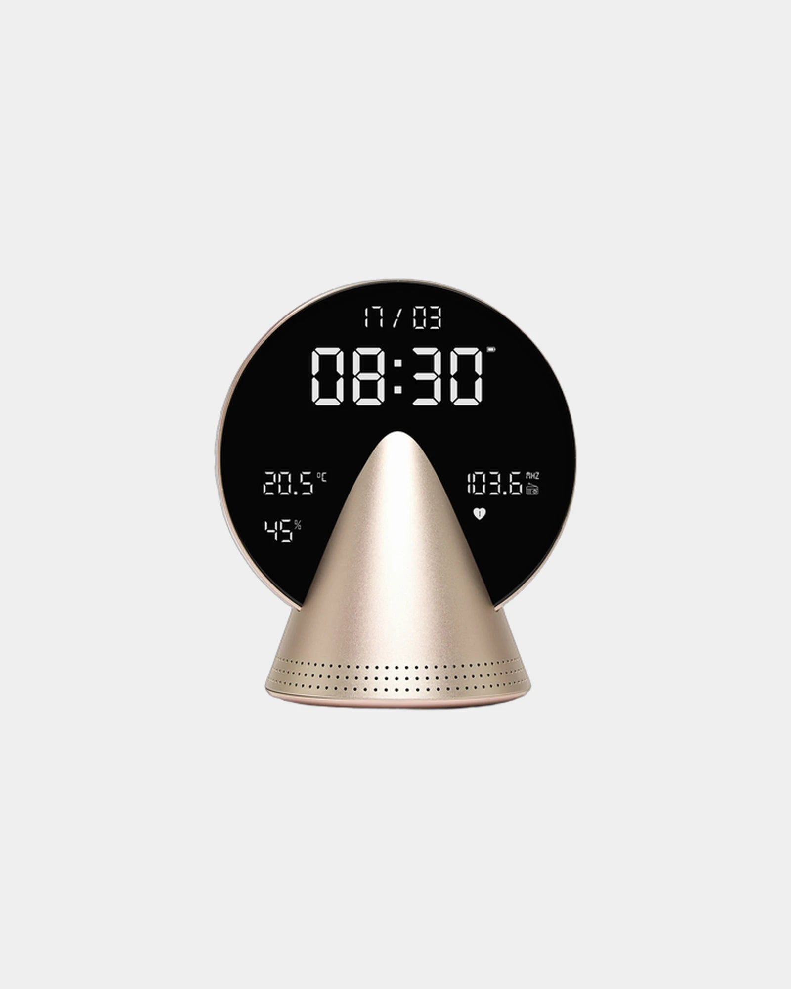 Radio-réveil Bluetooth aluminium Lexon Conic à personnaliser - Golden Honey
