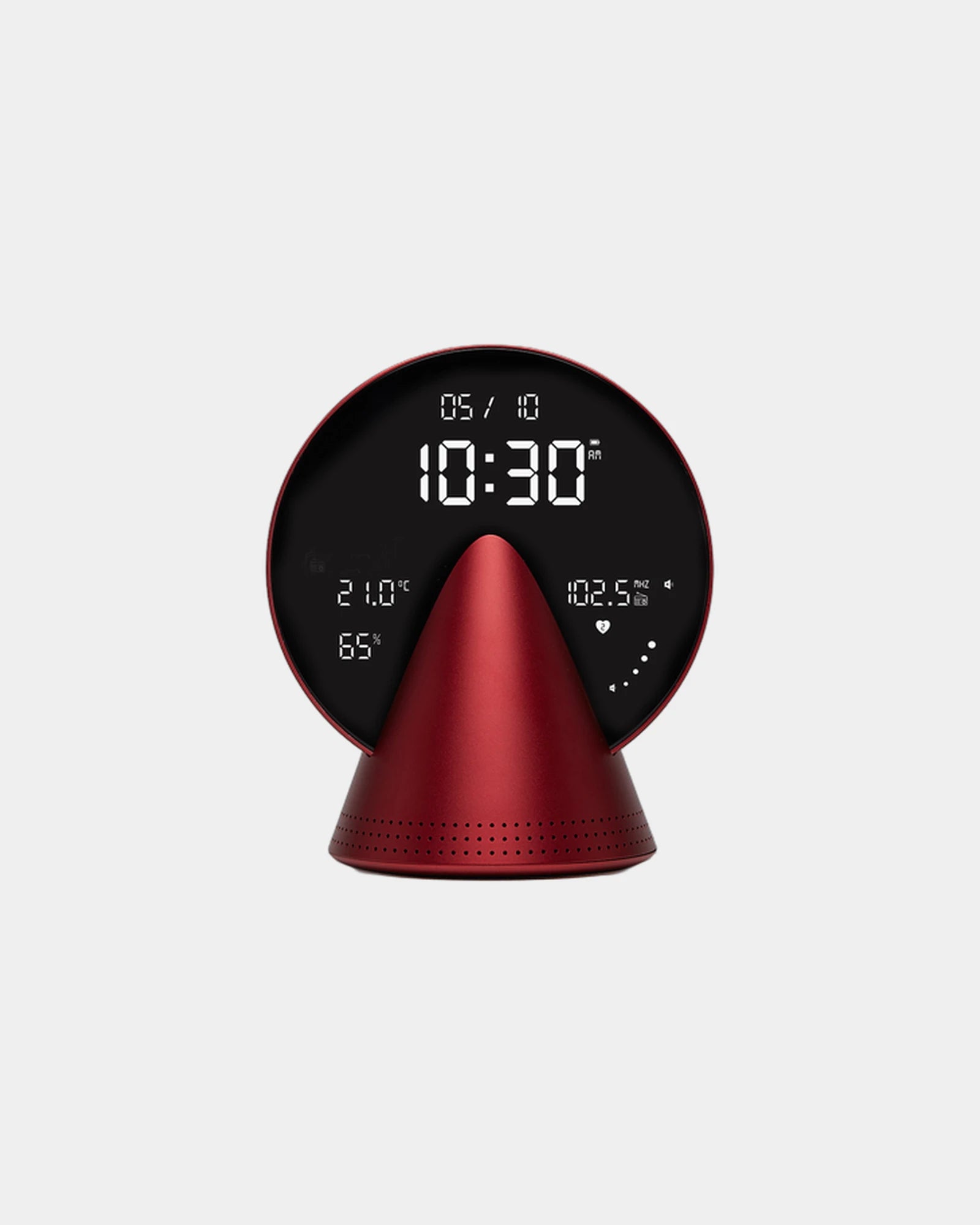 Radio-réveil Bluetooth aluminium Lexon Conic à personnaliser - Cherry Red