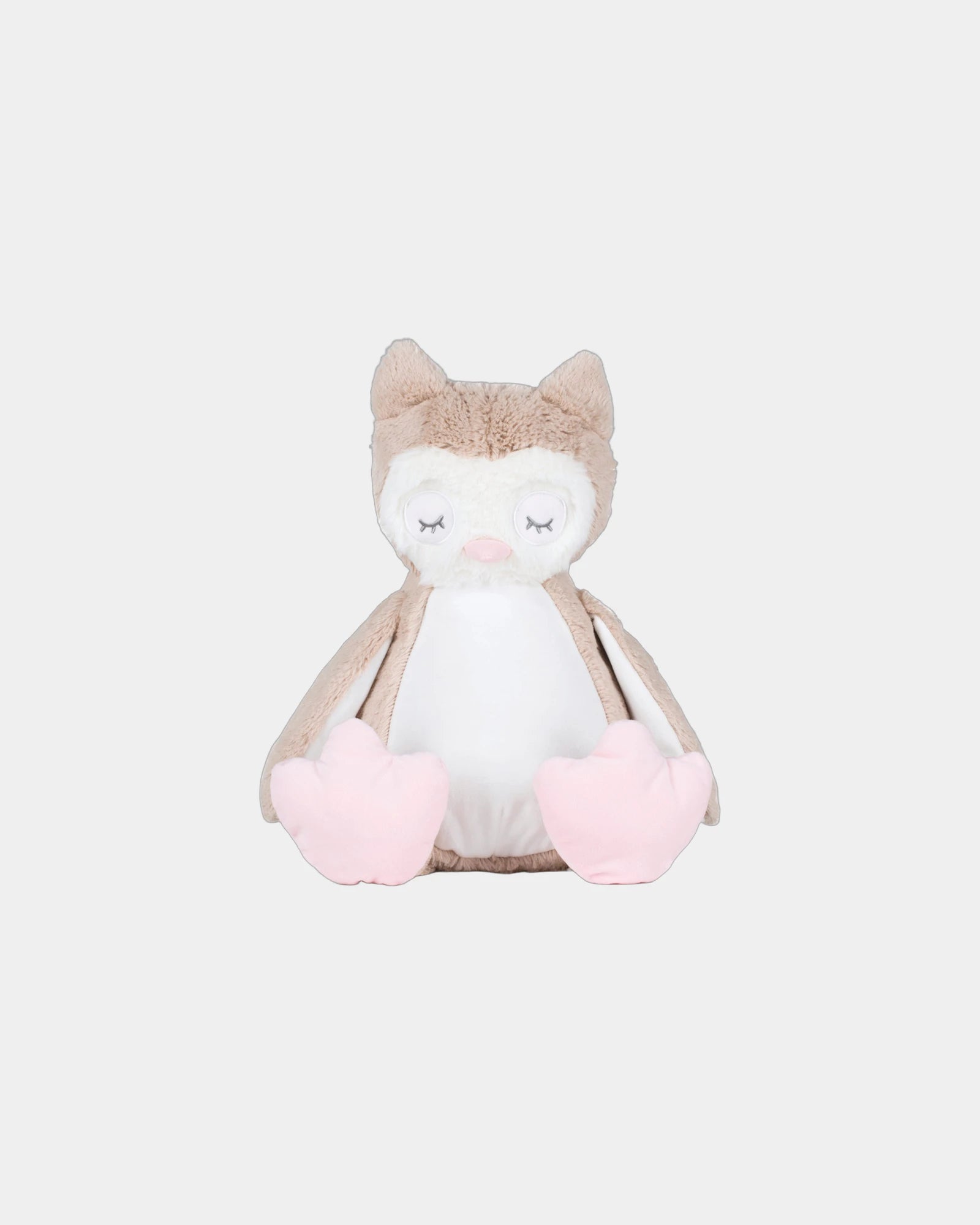 Peluche zippée Chouette 40 cm à personnaliser - Light Brown