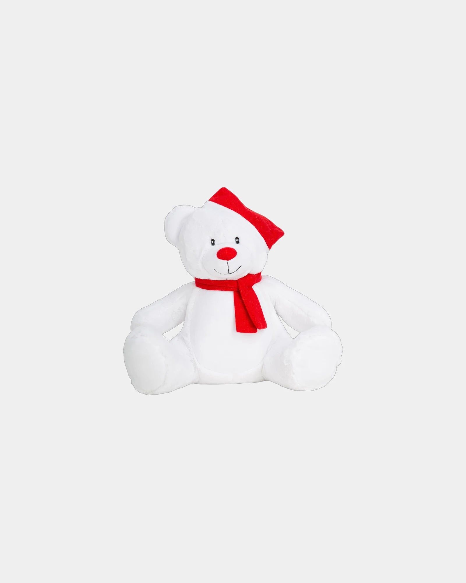 Peluche ourson de Noël bonnet et écharpe à personnaliser - White / Red