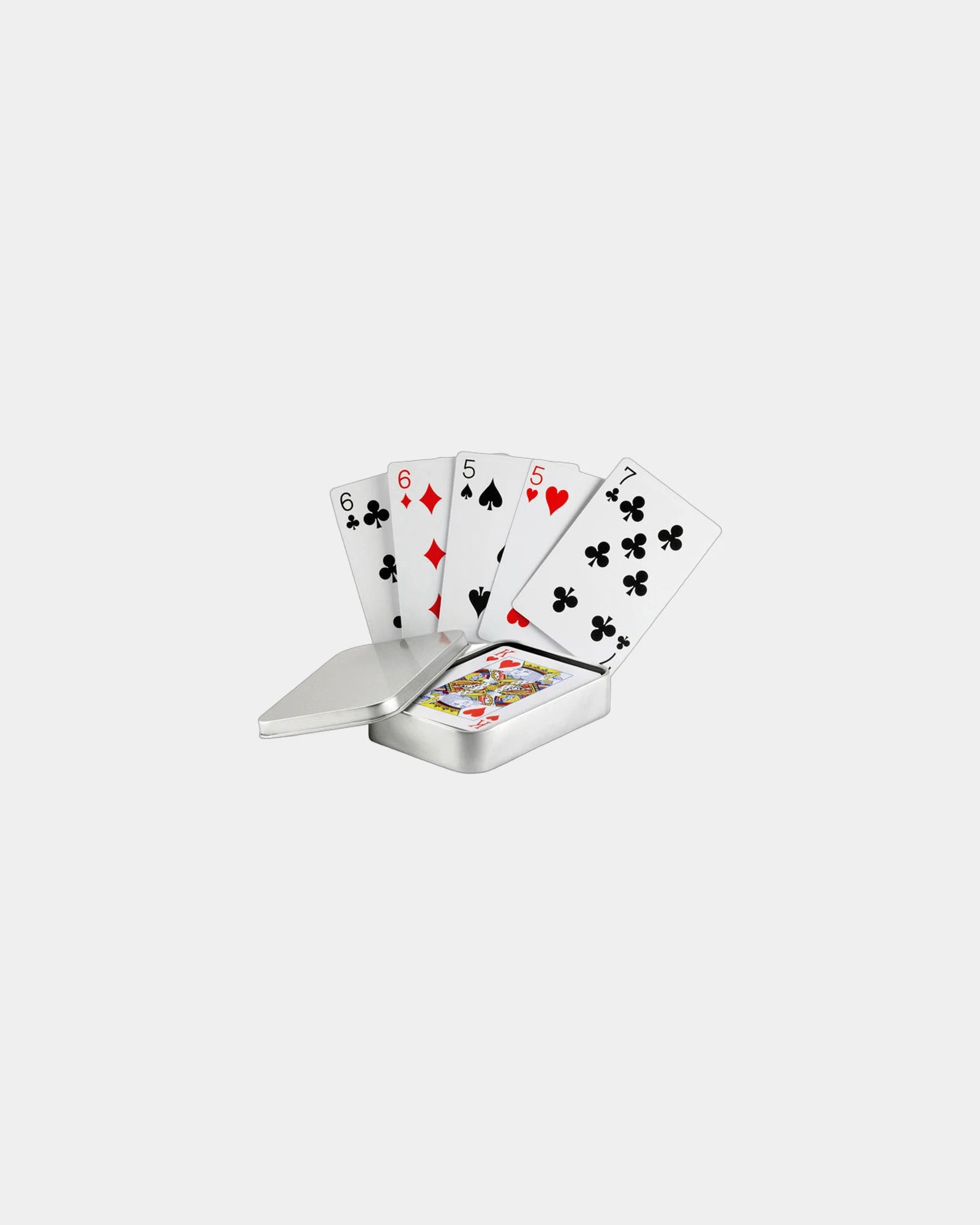 Baralho de cartas em caixa de estanho para personalizar - Prateado Fosco