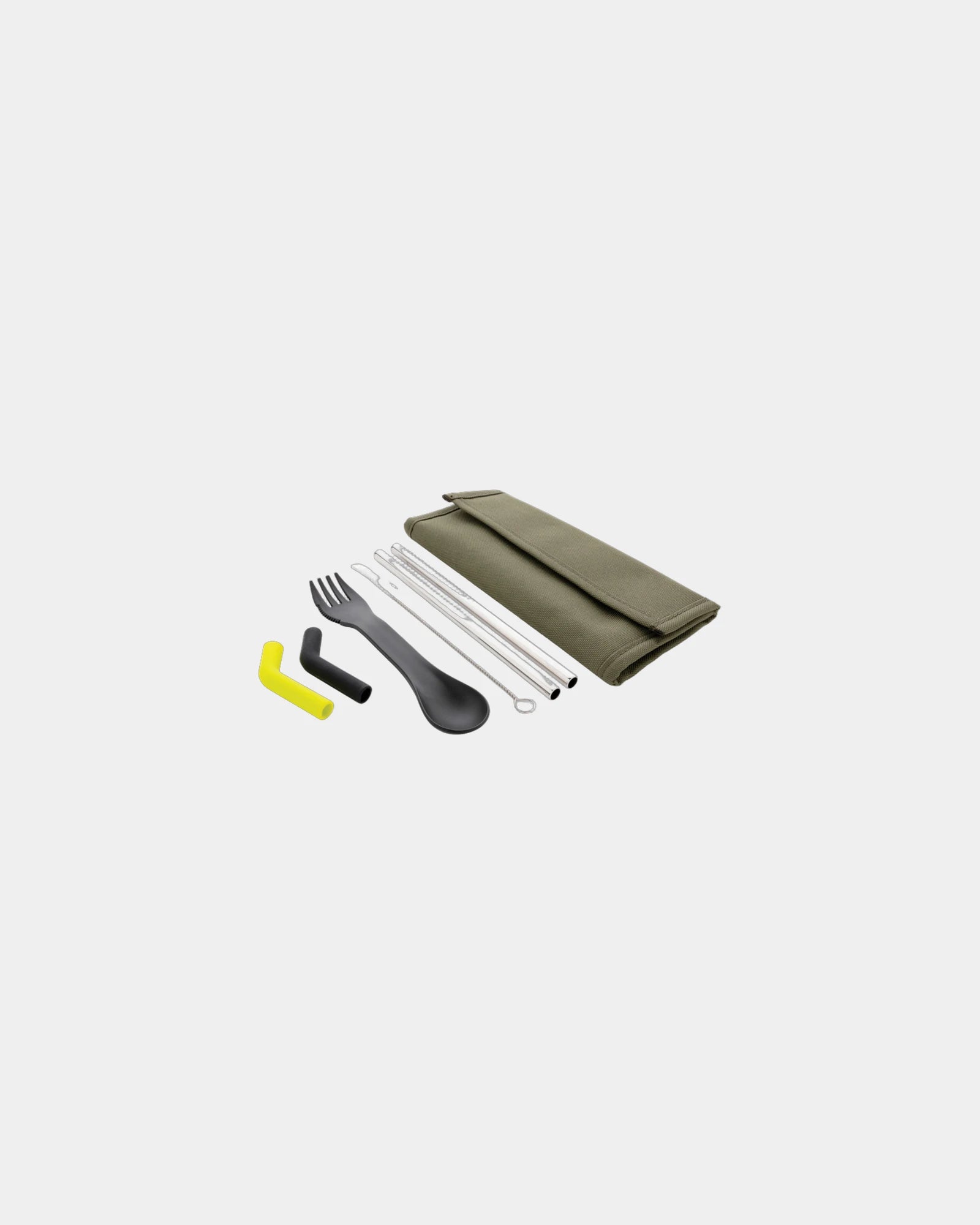 Set de 2 pailles inox et couverts à personnaliser - Vert