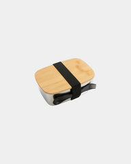 Boîte à lunch inox avec couvercle bambou 0,9L - Argent