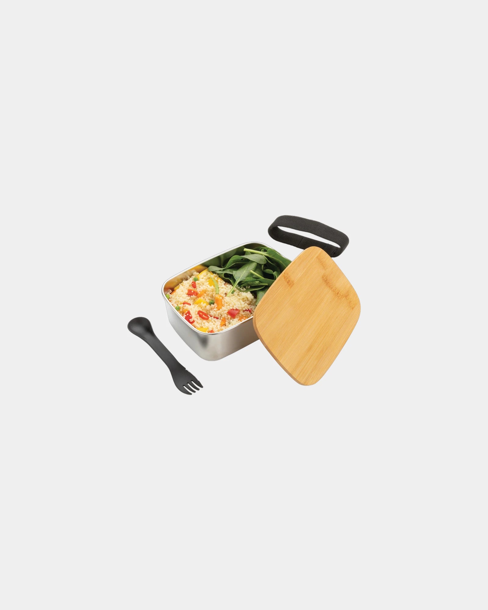 Boîte à lunch inox avec couvercle bambou 0,9L - 1