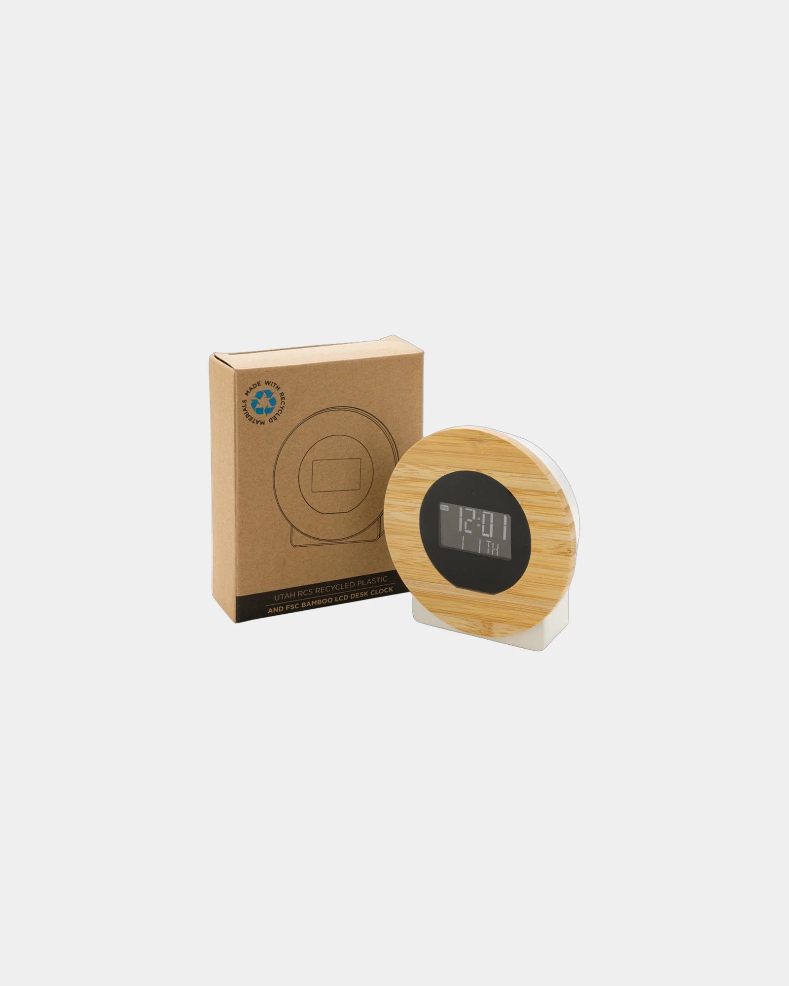 Horloge bureau en bambou et plastique recyclé à personnaliser - 3
