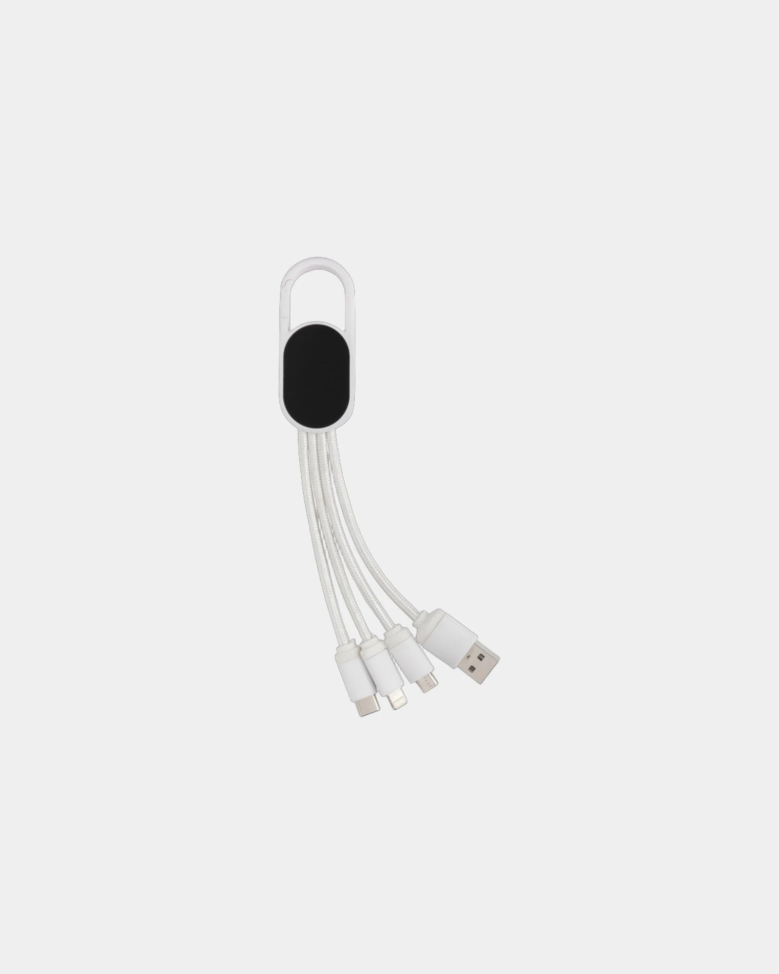 Câble 4 en 1 ABS avec mousqueton à personnaliser - Blanc