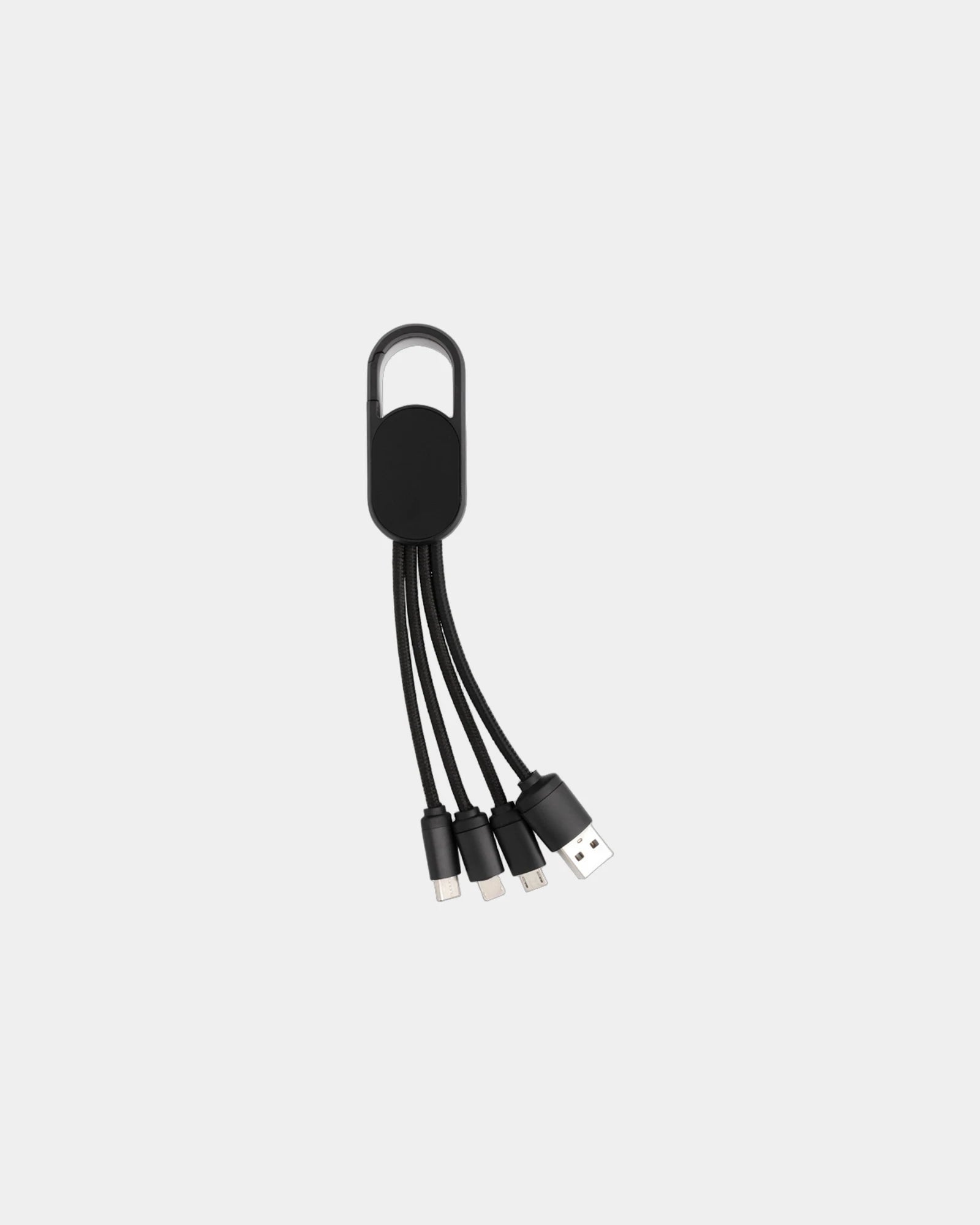Câble 4 en 1 ABS avec mousqueton à personnaliser - Noir