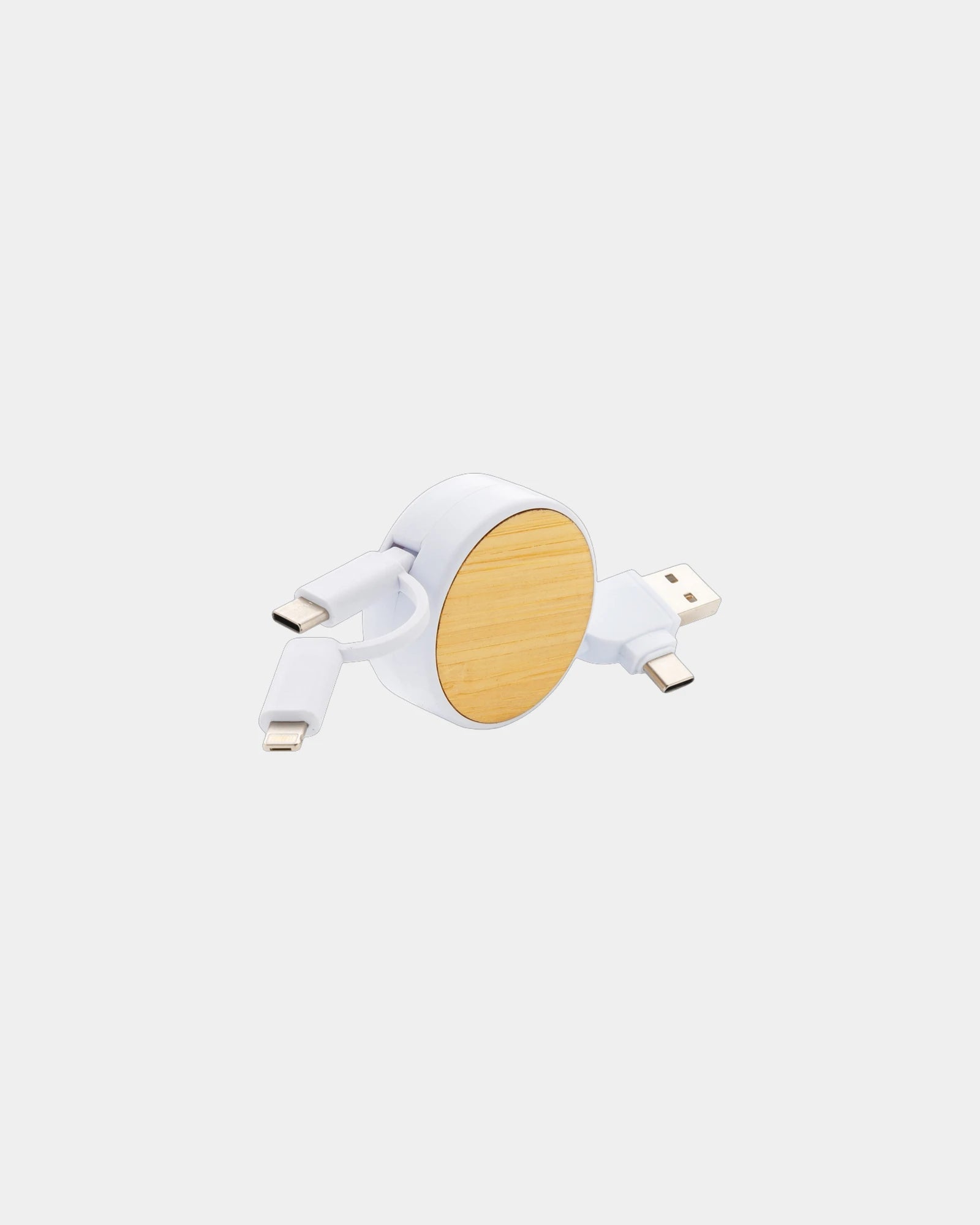 Câble rétractable en plastique recyclé 100cm à personnaliser - Blanc