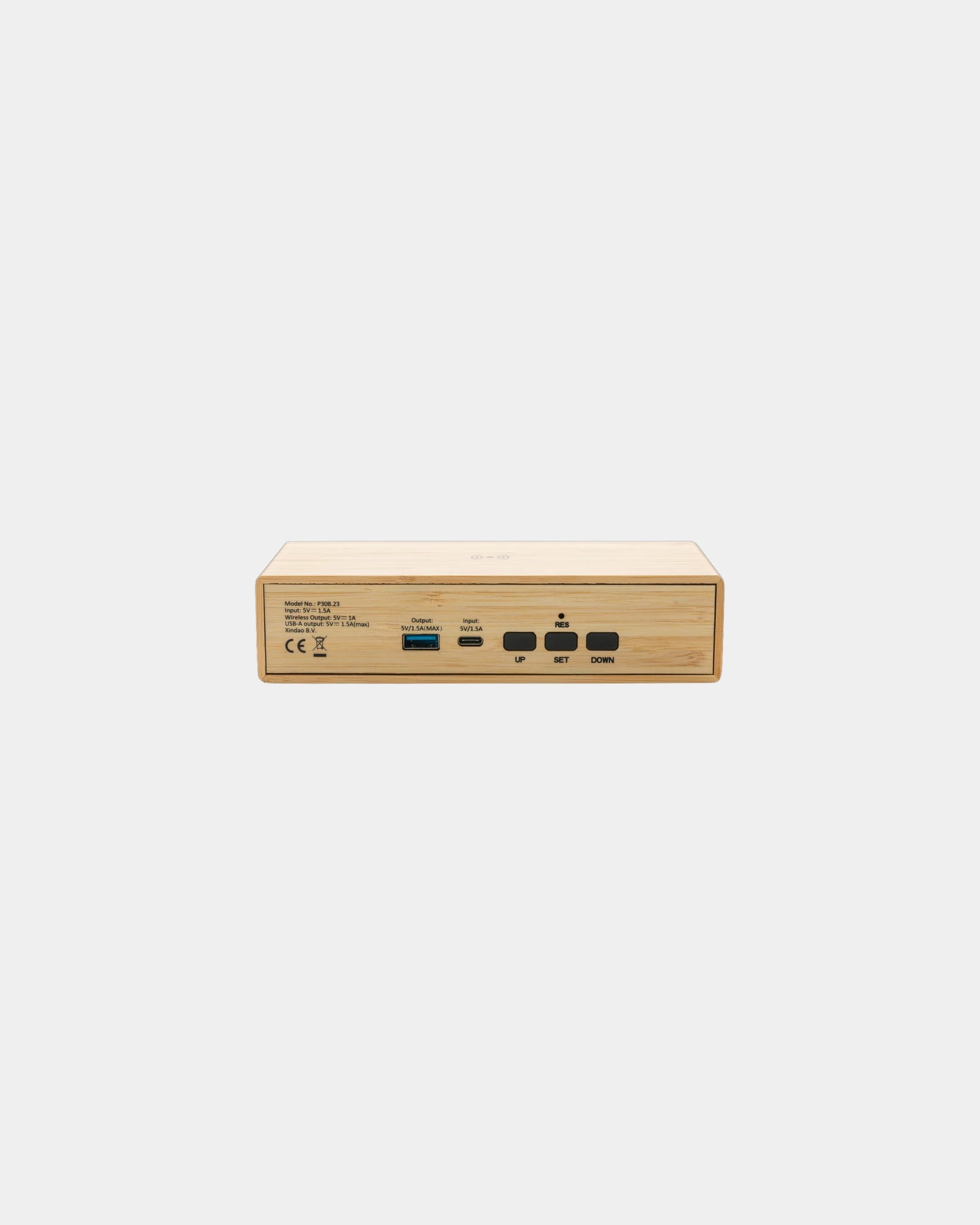 Réveil en bambou avec chargeur sans fil 5W à personnaliser - 3