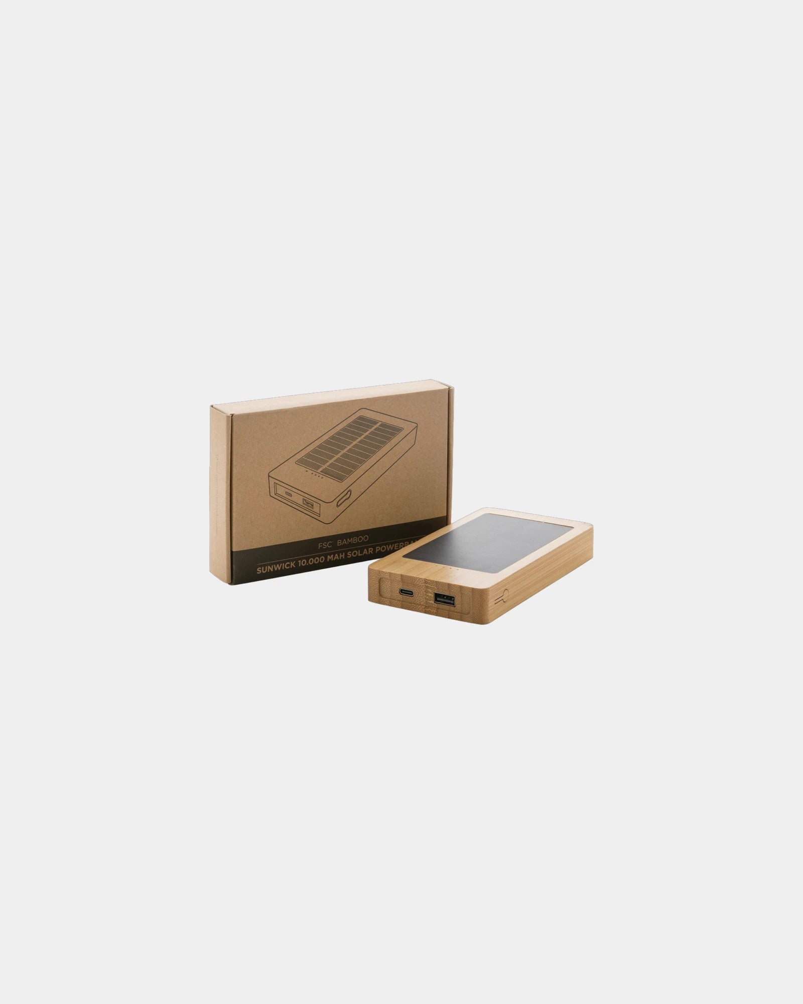 Batterie de secours solaire bambou 10.000mAh à personnaliser - 4