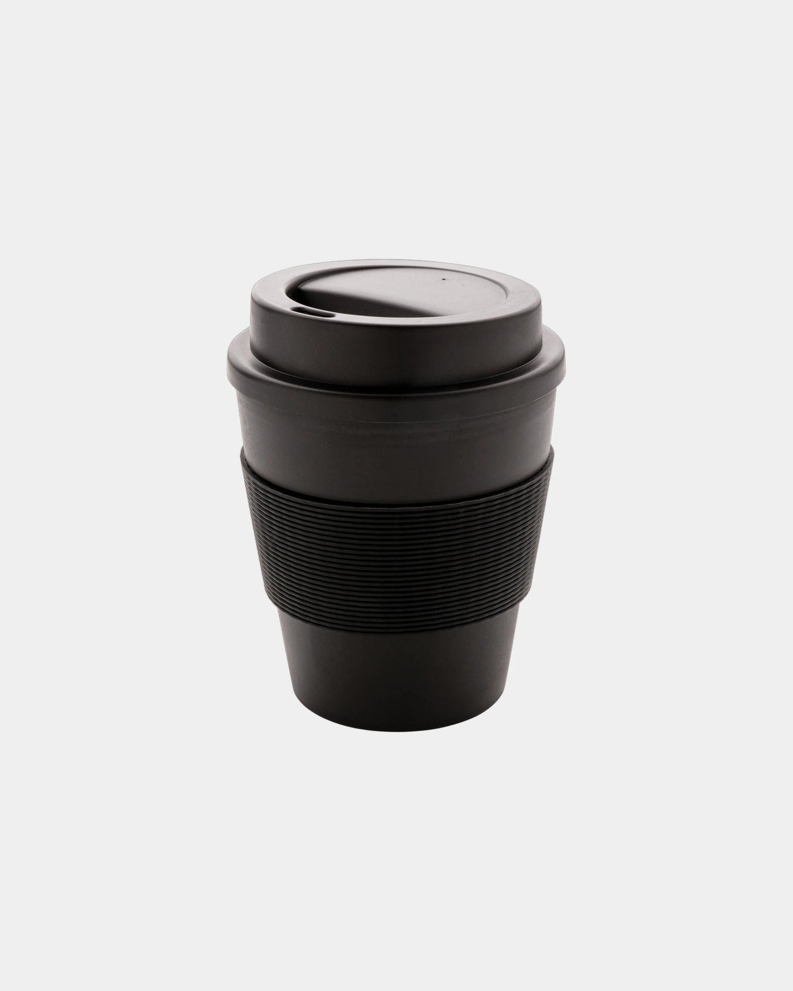Mug PP recyclable 350ml avec couvercle à vis à personnaliser - Noir