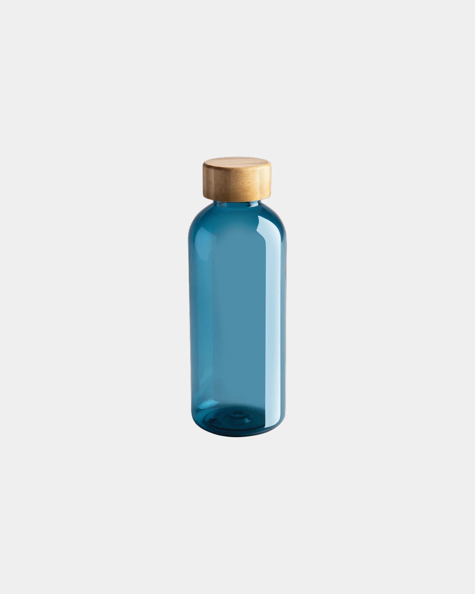 Bouteille rPET 600ml avec couvercle en bambou à personnaliser - Bleu
