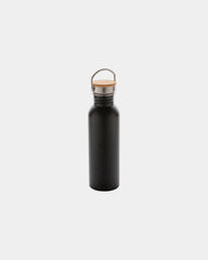 Bouteille inox 710ml avec couvercle en bambou à personnaliser - Noir