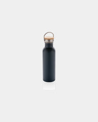 Bouteille inox 710ml avec couvercle en bambou à personnaliser - Bleu