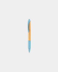 Stylo en bambou et paille de blé à personnaliser - Bleu