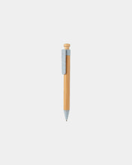 Stylo en bambou avec clip en fibre de paille à personnaliser - Bleu