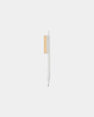 Stylo en ABS recyclé GRS avec clip en bambou à personnaliser - Blanc