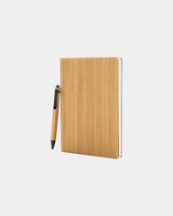 Carnet de notes A5 en bambou avec stylo à personnaliser - Marron