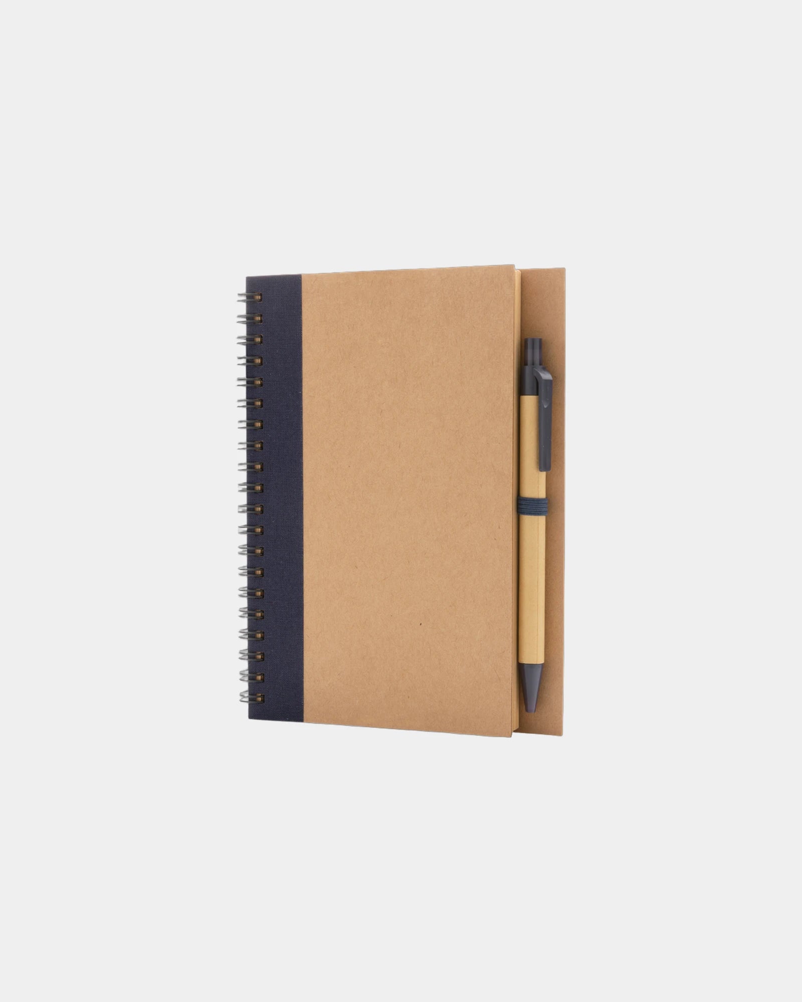 Cahier à spirales kraft avec stylo à personnaliser - Bleu