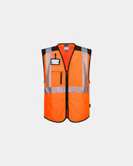 Gilet multipoches haute-visibilité 65% polyester - Orange