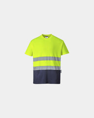 T-shirt coton bicolore à personnaliser - Jaune-Bleu Marine