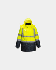 Parka imperméable Hi-Vis Trafic contraste à personnaliser - Jaune-Bleu Marine
