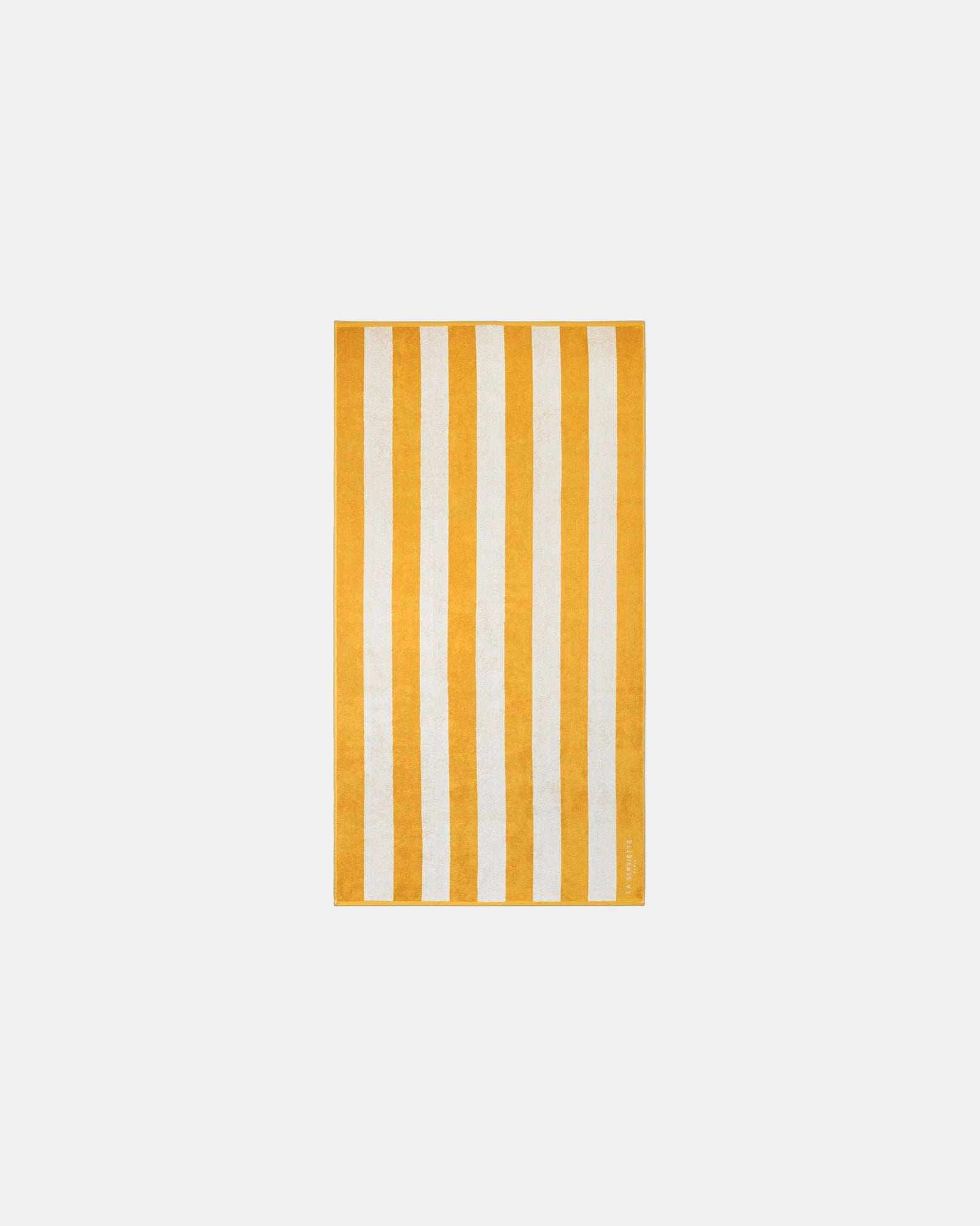 Serviette de plage 90x170 Rayures Riviera La Serviette Paris à personnaliser - Jaune Gold / Crème