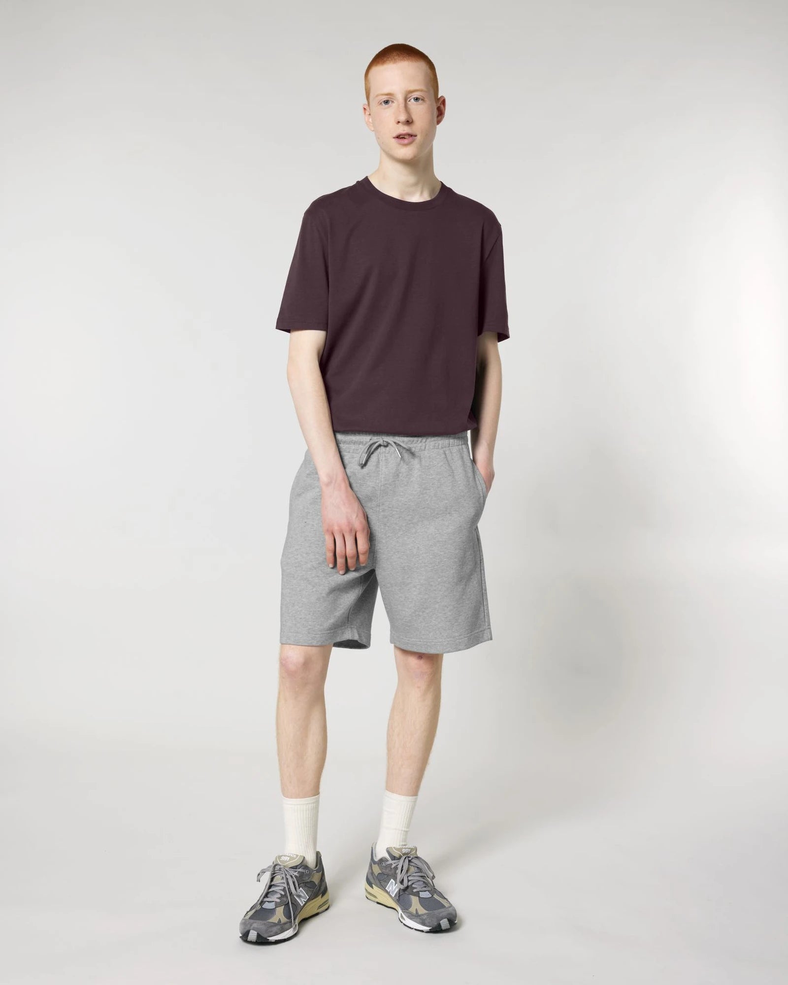 Short de jogging unisexe coton bio Stanley/Stella Trainer à personnaliser - Heather Grey