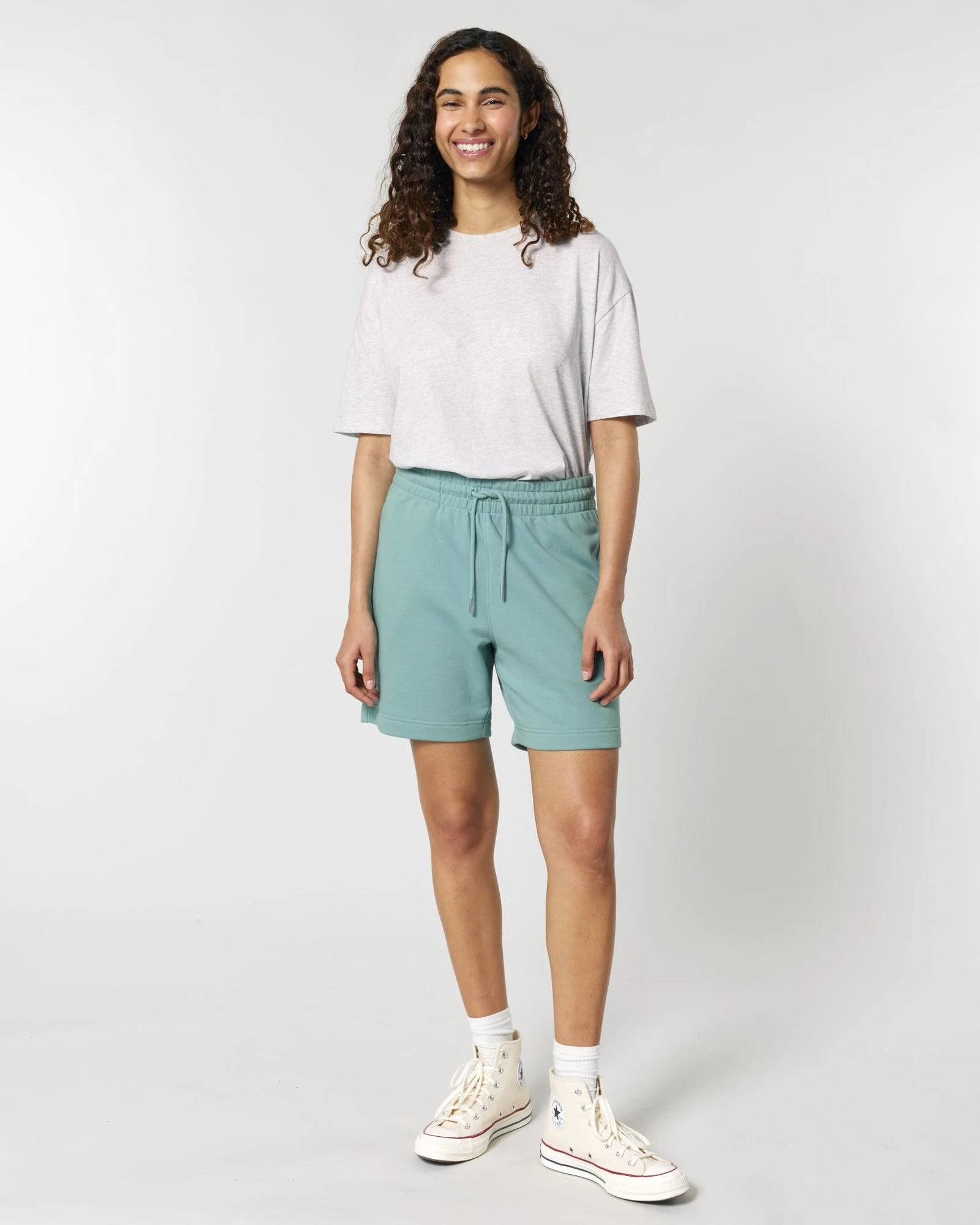 Short de jogging unisexe coton bio Stanley/Stella Trainer à personnaliser - Teal Monstera