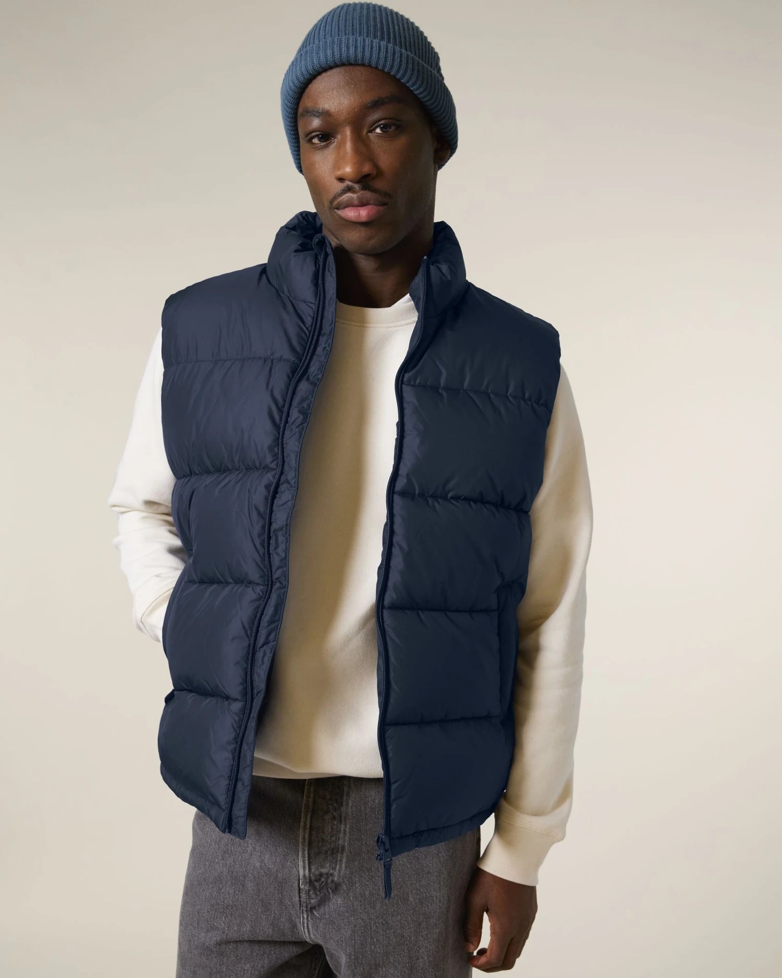 Gilet matelassé unisexe en polyester recyclé à personnaliser - French Navy