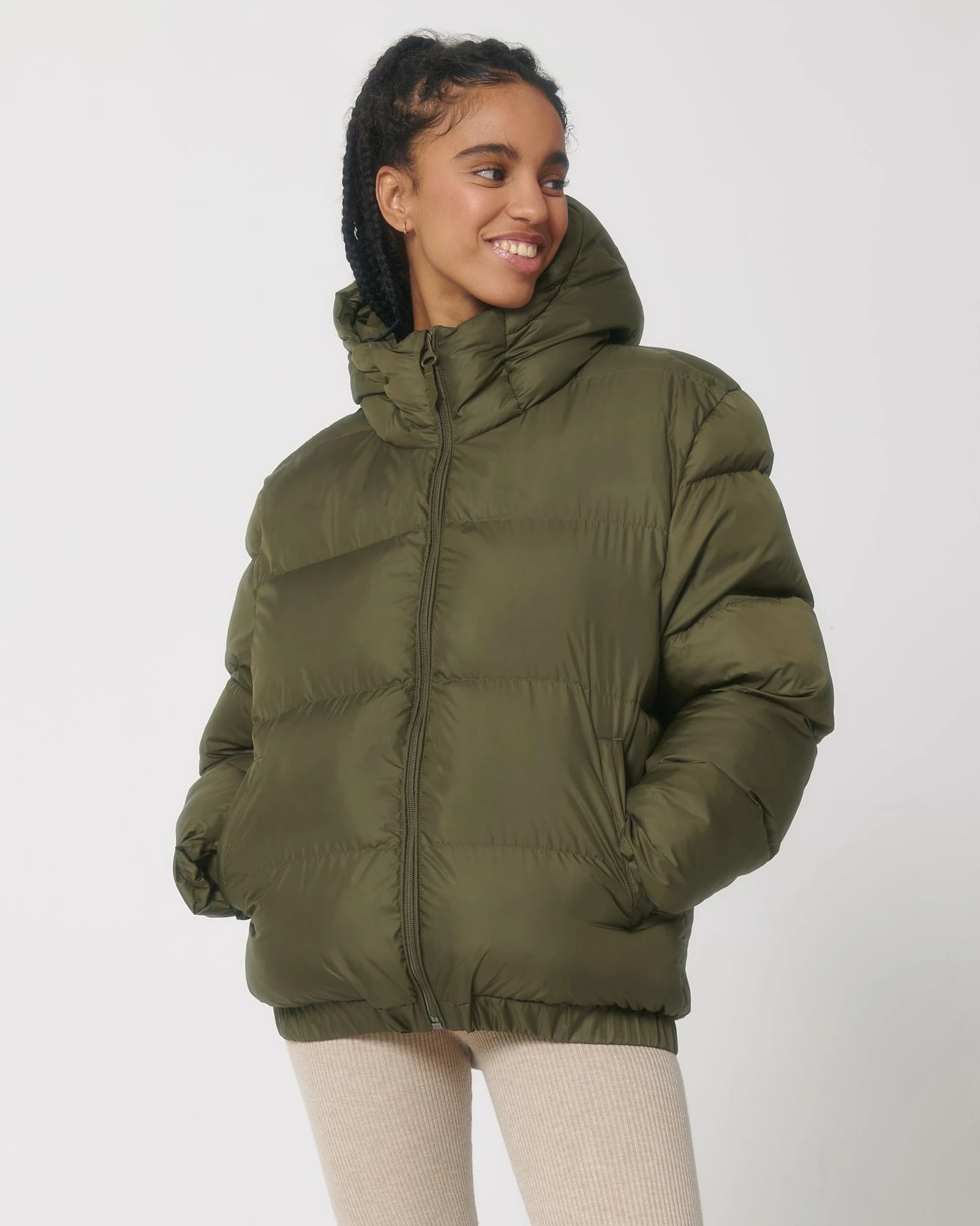 Veste matelassée polyester recyclé Stanley/Stella Puffer à personnaliser - British Khaki
