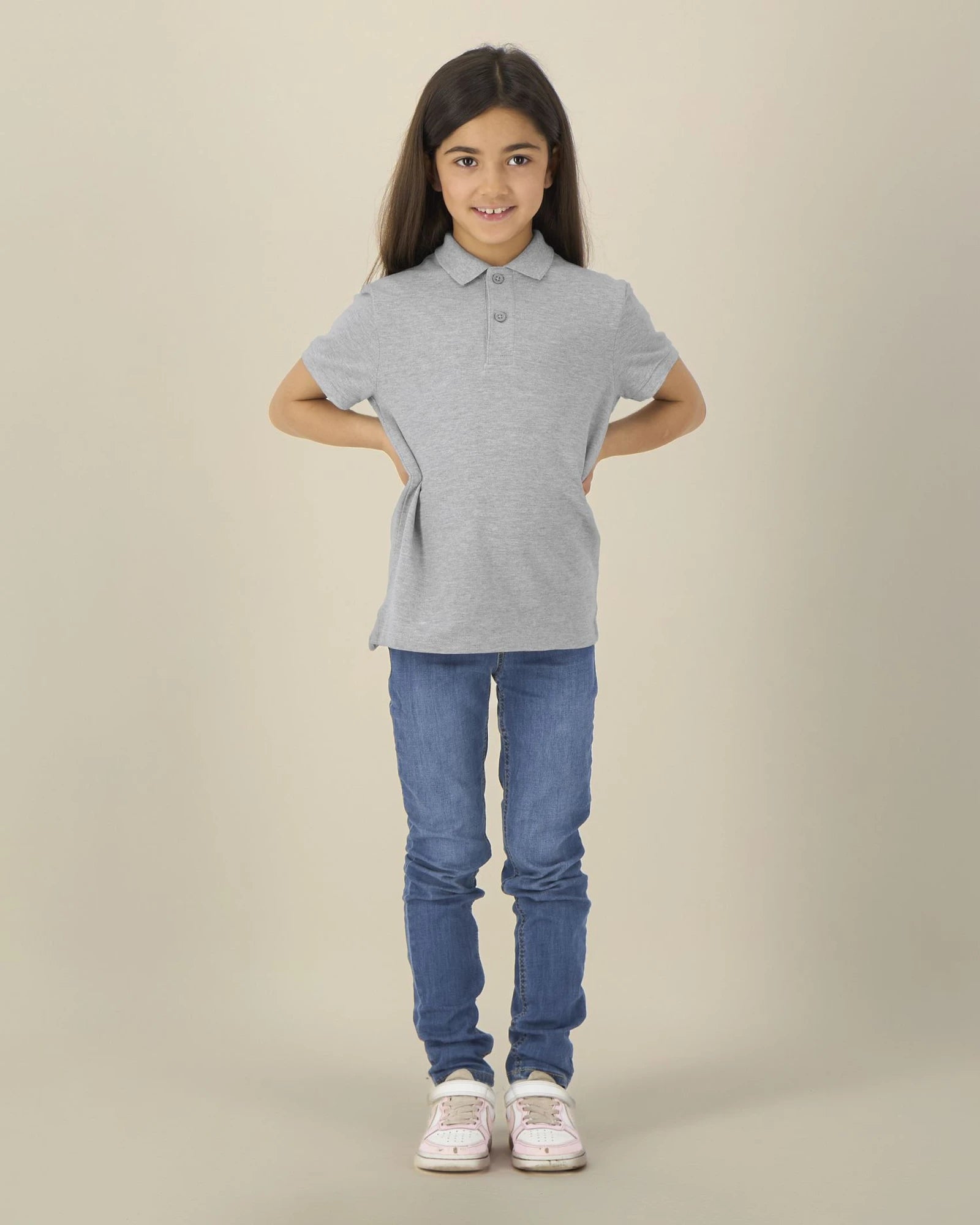Polo enfant coton bio Stanley/Stella Mini Sprinter à personnaliser - Heather Grey