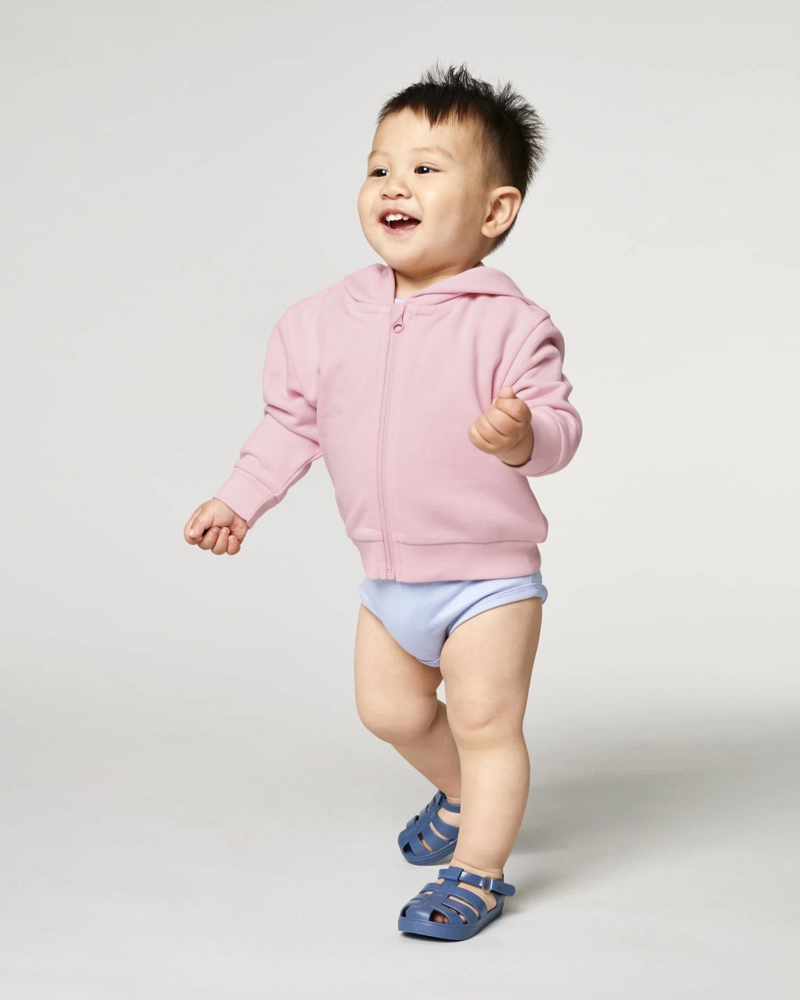 Sweat à capuche zippé bébé coton bio Stanley/Stella à personnaliser - Cotton Pink
