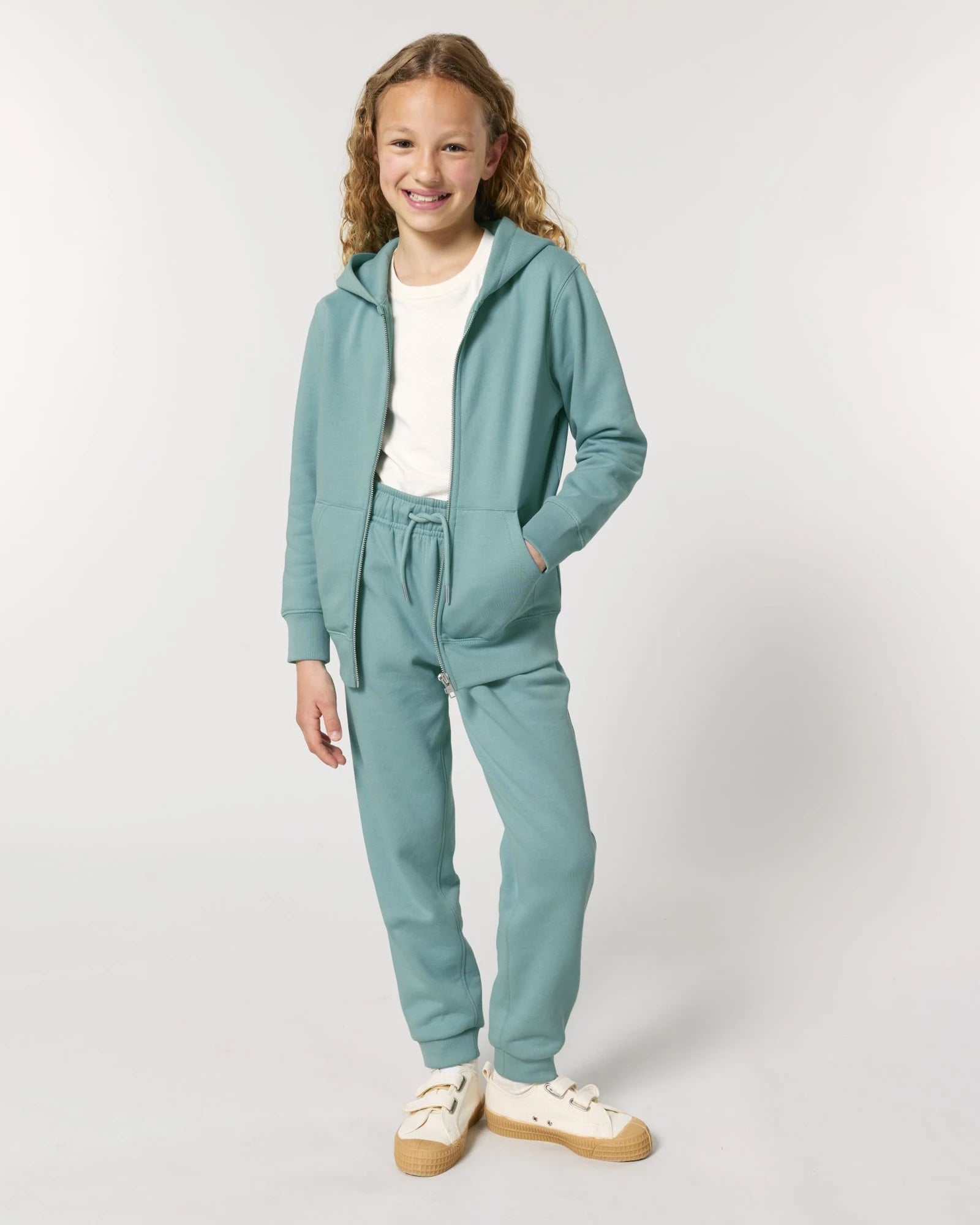 Pantalon de jogging enfant coton bio Stanley/Stella à personnaliser - Teal Monstera