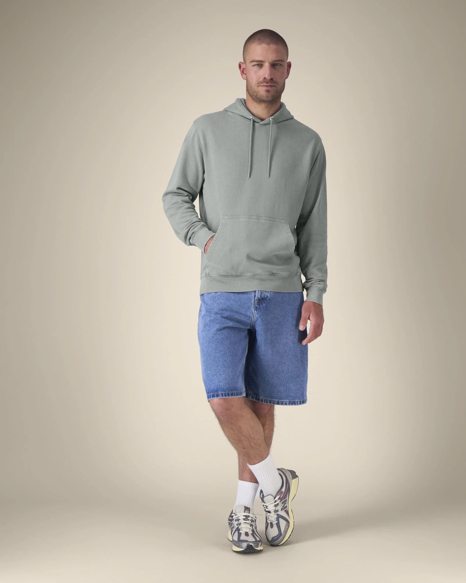 Sweat à capuche coton bio Stanley/Stella Archer à personnaliser - G. Dyed Misty Grey