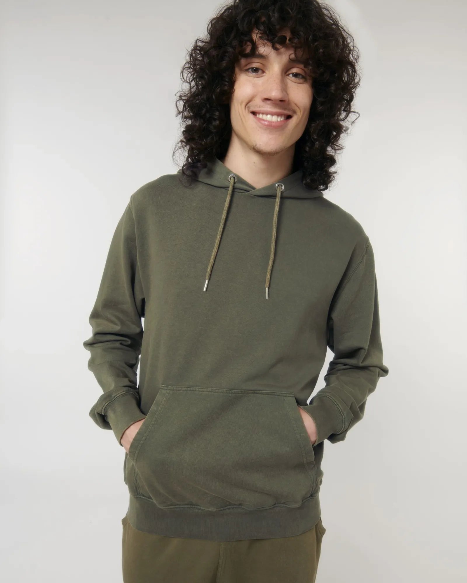 Sweat à capuche coton bio Stanley/Stella Archer à personnaliser - G. Dyed Khaki