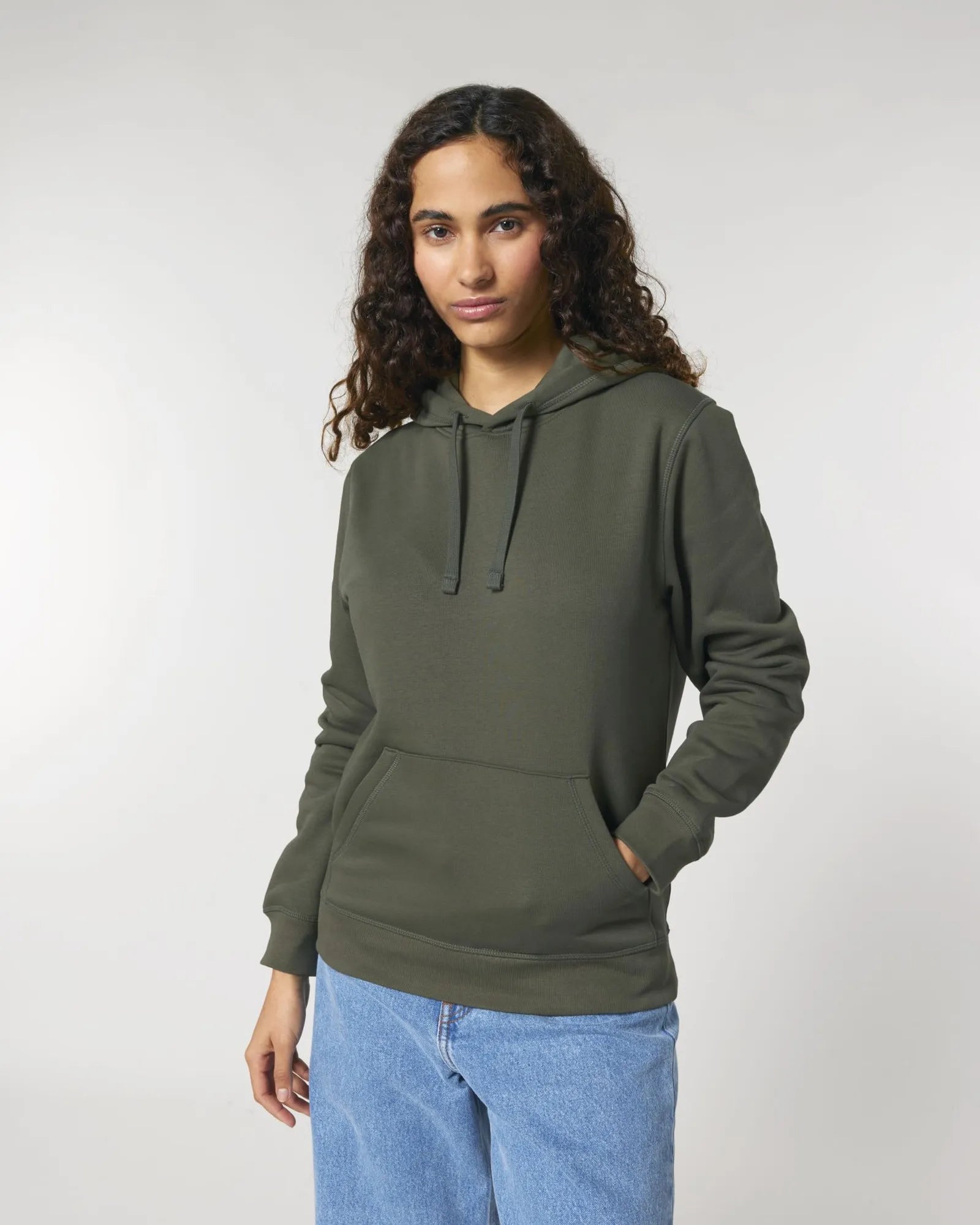 Sweat à capuche unisexe coton bio Stanley/Stella Drummer à personnaliser - Khaki