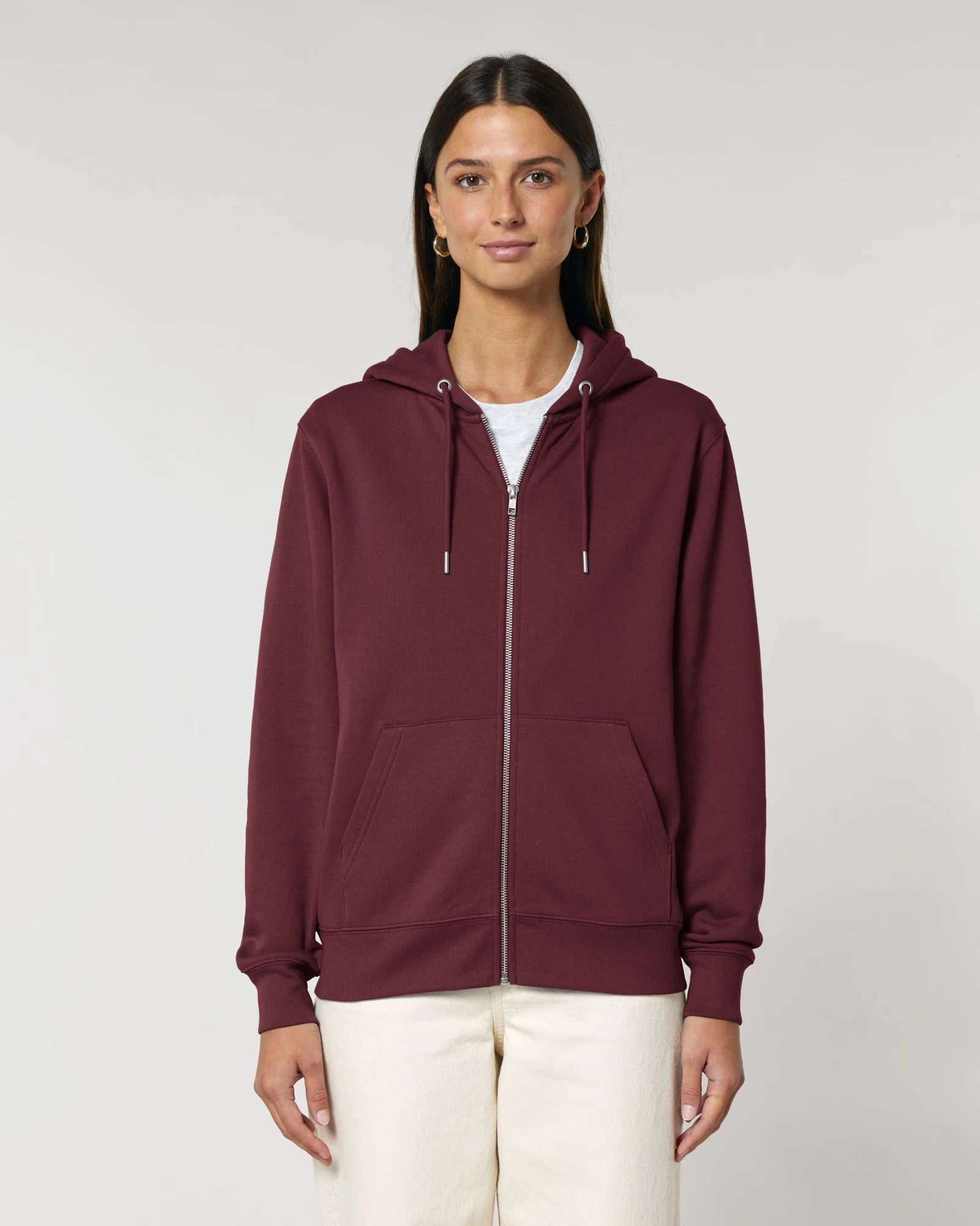 Sweat zippé unisexe coton bio Stanley/Stella Cultivator à personnaliser - Burgundy